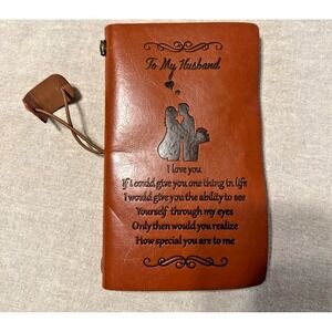 To my Husband Leather Journal Notebook‎ card holder pouch I Love You strap